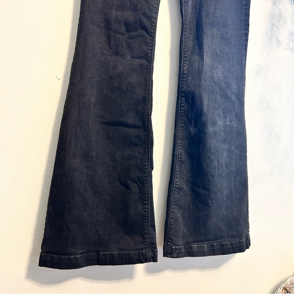 Express Black Bell Flare Mid Rise Jeans with Lurex Detail Size 14 Long - Picture 4 of 7